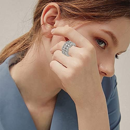 Široki prstenovi za vrpce za žene, dvostruki čipkasti prsten s mikro cirkonom, prstenovi za tinejdžere