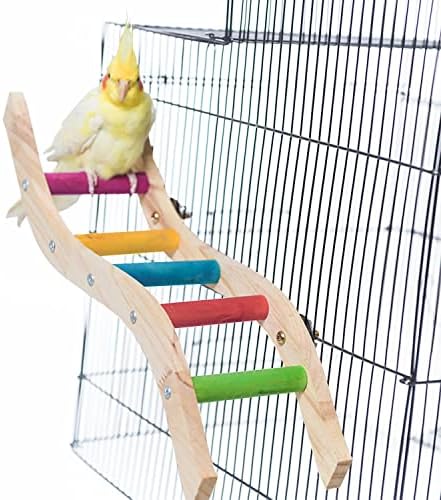 Ptičje ljestvice za kavez, šareni drveni most za penjanje na most, kućni ljubimci stojeći stepenice platforma ljuljajući, papagaj koji