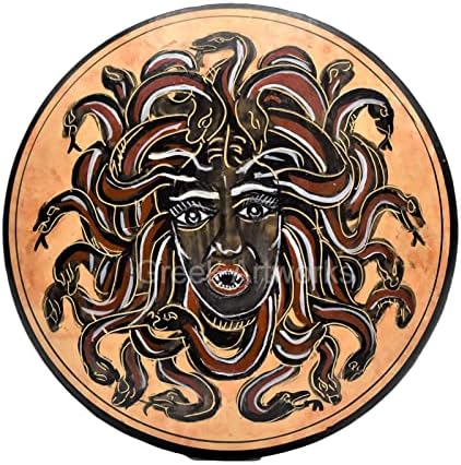Generička kutija za nakit Medusa grčka rimska crna figura keramika keramika 4,52 inča višebojna