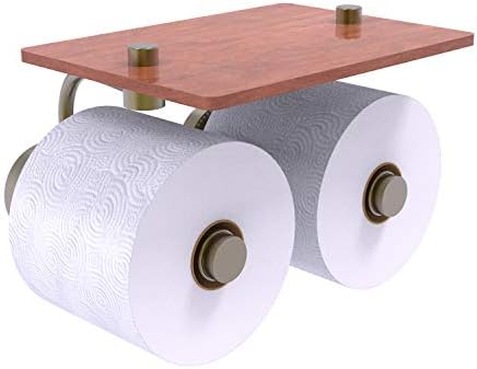 Držač toaletnog papira od 24 do 2 inča s drvenom policom u 2 role, antikni mesing