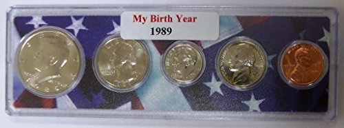 1989-5. Godina rođenja novčića postavljena u američkom držaču zastava necirkulirano