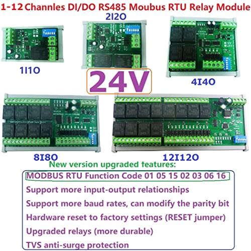 EleTechSup DC 12V 12CH Digital Switch Dido Multifunction RS485 PLC IO Expanding Board Standard Modbus RTU relej modul