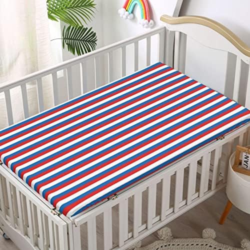 Harbour Stripe Tematske plahte za mini krevetiće, prijenosni mini krevetići ultra meki materijal-veliko za dječake ili dječju sobu