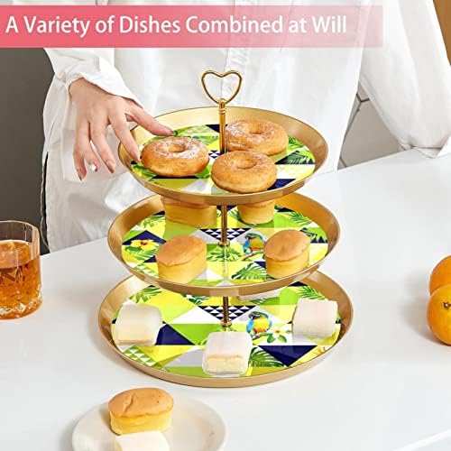 3-komadića seta stalke za torte, papiga i lišće u geometrijskom trokutu plastični držač za kolače od cupcake-a za desert za voćni stalak