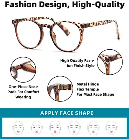 Autojola naočala za čitanje s 5 paketa za žene muškarce, elegantne naočale s fleksibilnim okruglim okvirom