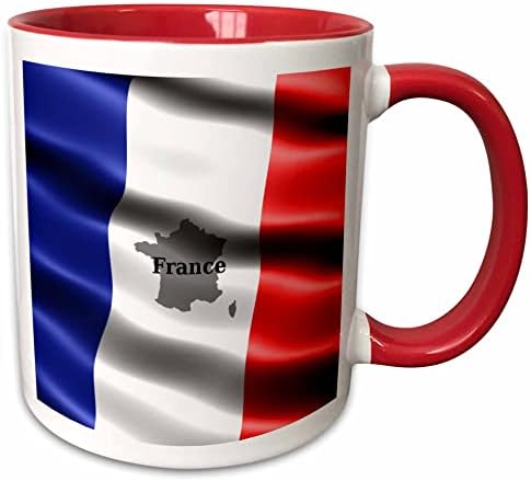 3Drose francuska zastava Dizajn dva tona šalica, 11 oz, crvena, mug_204483_5