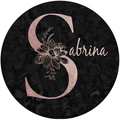 Sabrina Naziv Personalizirana ružičasta ruža na crnoj dizajnu Popsockets stiska i stanite za telefone i tablete