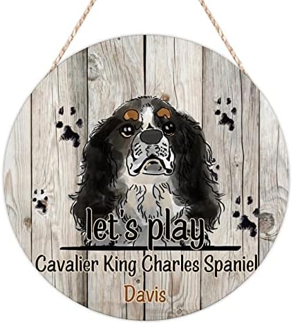 BETORLOVE Znak dobrodošlice za prednji trijem Igramo se okrugli drveni natpisi Corgi Dog Paw Wood Plake Sign Pet Animal 10in Personalizirani