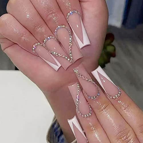 24pcs lažni nokti badem, gradijentni dizajn ružičastog plamena Kratki akrilni nokti puni premaz za lijepljenje noktiju za žene i djevojke