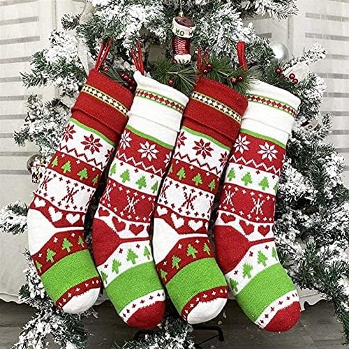 Alremo huangxing - božićna čarapa set od 2, 18 velika 3D vuna božićna čarapa vreća za vrećicu za ukras drveća božićni ukras torbica