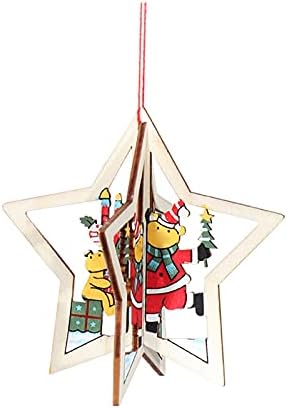 Privjesak drvo Božićno drvo šuplje snjegoviće božićno zvono ukrašavanje uređenja kuće dekor jasne kristalne perle rola