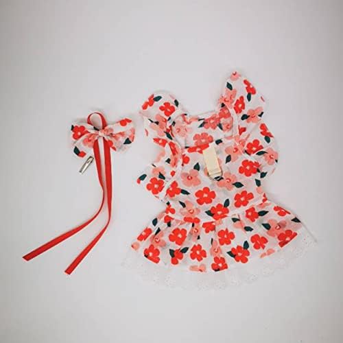 Haljina za kućne ljubimce cvjetni uzorak ljubimca prsluk štene leteće rukave čipkaste haljine s odjećom za odjeću za glavu za malog