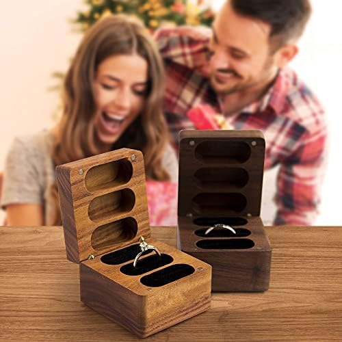 Funmii prilagođena kutija za vjenčanje, ugravirana kutija za zaručnički prsten, kvadratni držač za 2 prstena, prijedlog za vjenčanje