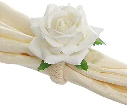 Sawqf 6pcs ružičavi cvjetni prstenovi, ručni svileni cvjetni salveti držač za večeru stolovi
