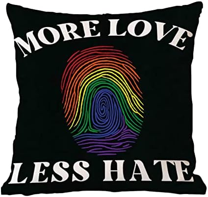 Više ljubavi manje mržnje Rainbow Otipprint Baca Pillow Pokrivač Romantični jastuk futrola Rainbow Pride lezbijski gay LGBTQ poklopac