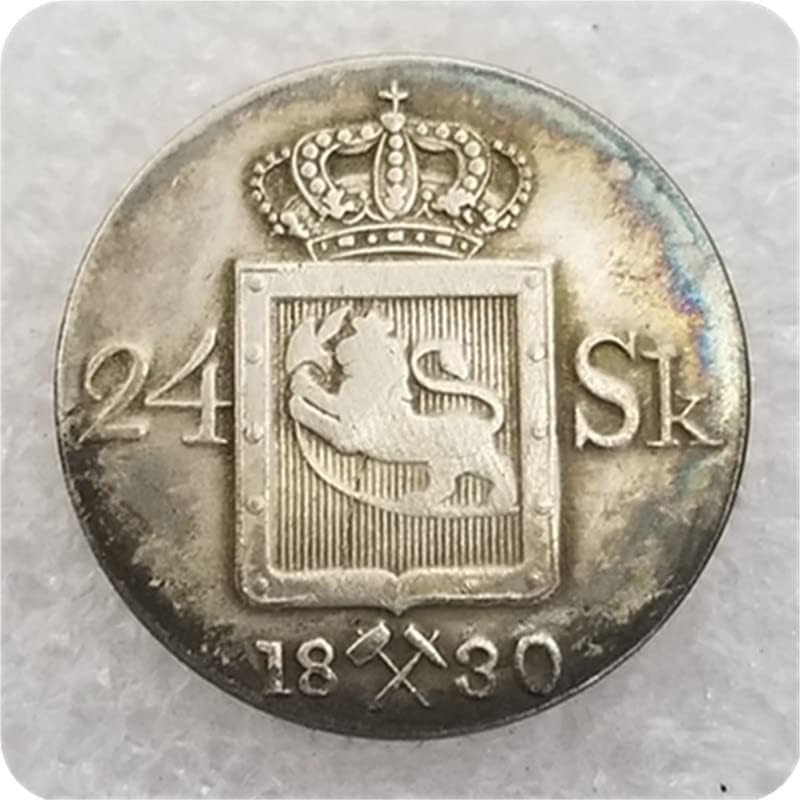 Antikni zanat Norveška 1825/27/30/34/35/36 Strani prigodni kovanice srebrni dolar
