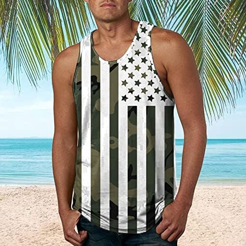 Košulje bez rukava tenkovske vrhove ljetne tiskane plaže bez rukava o vrat proljetna bluza muškarci casual zastava muški tenk
