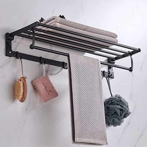 Czdyuf aluminijski nosač ručnika s pokretnim držačem za tuširanje kuka za kupaonicu Sklopni zidni organir za organizator Matte crna