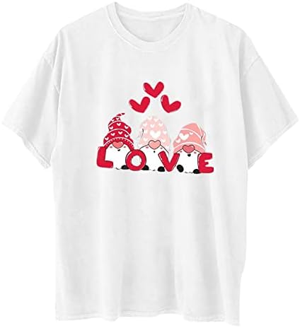 Valentinove majice za žene Gnome print t majice Ljetne smiješne vrhove kratkih rukava labavi osnovni poklon majice za majicu za nju