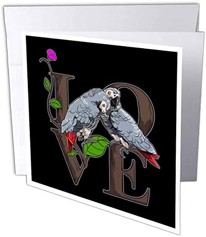 3Drose čestitka African sivi papiga s biljkama i ljubavnim citatima za ljubitelje ptica - 6 do 6 centimetara