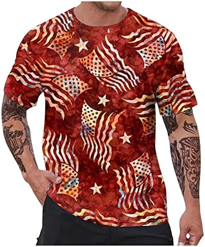 Ymosrh muške košulje 4. srpnja košulje za muškarce zvijezde i pruge majice Nezavisnost Dan Patriotske majice, S-2XL