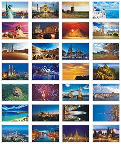 HosteessChoice Prekrasan set razglednice od 30 razrezničkih sorti Pack World World Web mjesta za putovanja, 4 x 6 inča, svijet b