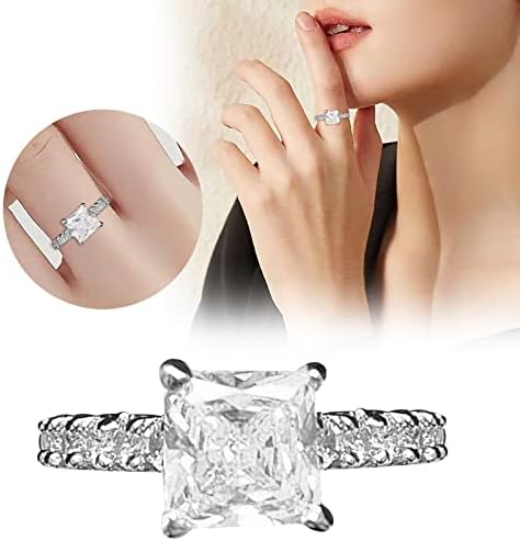 Prsten od nehrđajućeg čelika za žene, dijamantni prsten s umetnutim kvadratom, nakit, rođendanski prijedlog, poklon za mladence, vjenčani
