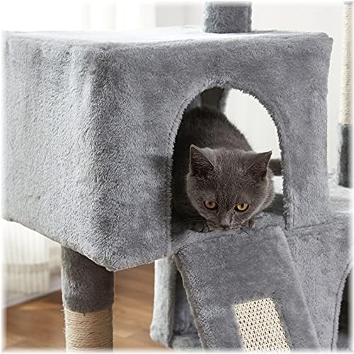 Mačji toranj, 34,4 inča mačje drvo s grebalicom, 2 luksuzna stana, drveće za mačke na otvorenom, izdržljivo i jednostavno za sastavljanje,