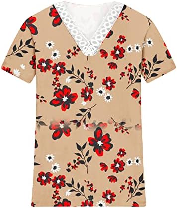 Ženske ljetne košulje od čipke u obliku slova B, majica s cvjetnim printom, Plus veličina, kratki rukav, Labav kroj, ležerna modna