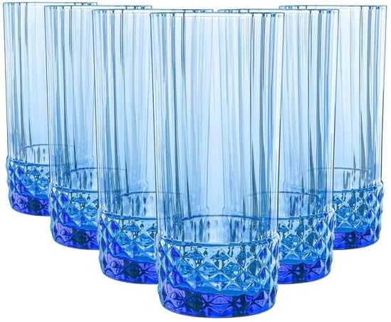 20-ih set od 6 čaša za hlađenje, 16,5 Oz. Kristalno staklo u boji safirno plavo, proizvedeno u Italiji.