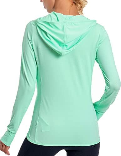 Ženska UPF 50+ zaštita od sunca UV jakna - Zip up Hoodie dugi rukav planinarski ribolov SPF Performance majica s rupom
