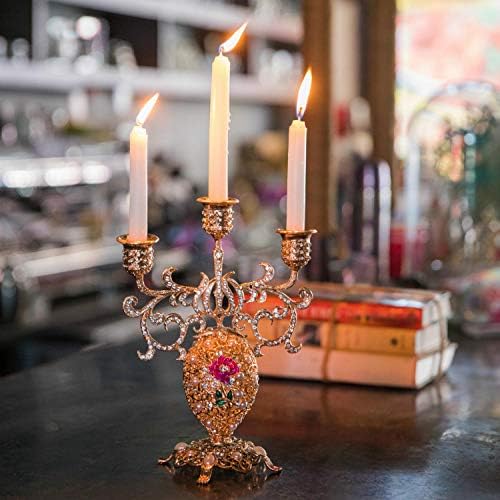 Svijećnjaci od legure cinka Vintage svijećnjaci svijećnjaci s 3 ručke božićno zlato visina 9,85 inča/25 cm svijećnjaci za stolove,