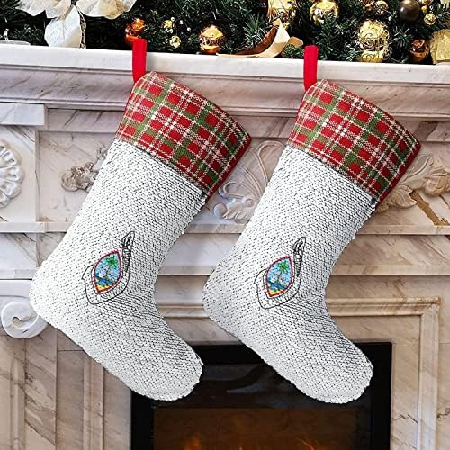 Guam pečat s kukom božićni šljokica čarapa Obiteljske čarape dekor drveća Slatki viseći ukrasi za Xmas 9,9 x 13,2