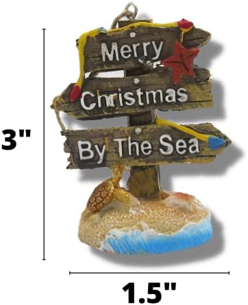 Sretan Božić uz morsku tropsku božićnu ukras, viseći odmor za odmor za stablo ili vijenac, dekor plaže od smole, 3 inča