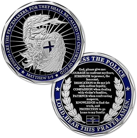 Policijski molitveni izazov Coin Saint Michael Bog blagoslovio je policiju, tanku plavu linijsku provedbu zakona hvala darovi