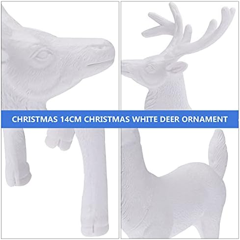 12 PCS 14cm Bijeli božićni minijaturni model jelena Urnament kreativni životni mini deer radne površine Dekorativni pribor Rekvis za