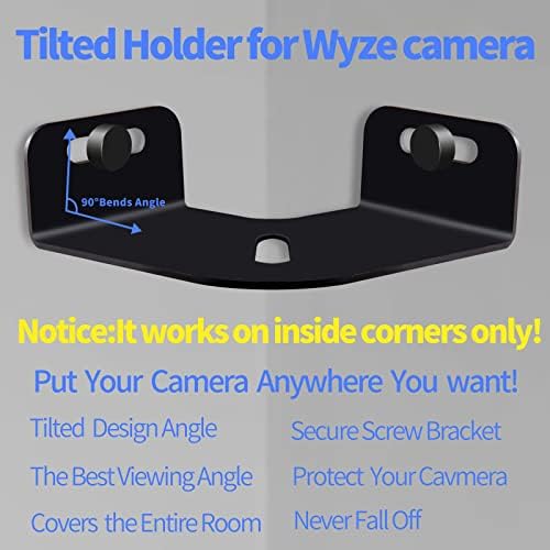 SHTCSZBA Univerzalni kutni nosač za Wyze kameru Pan V2, V3, Kutni zidni nosači za Wyze kamere unutarnji vanjski, montažni komplet za