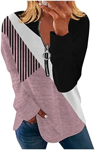 Nokmopo ženske haljine košulje moda casual posada nepravilna prugasta geometrijski print majica s dugim rukavima vrh
