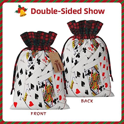 Poker kartice za božićne poklon vrećice s vezicama-Las Vegas Buffalo Karirana torba s vezicama torbe za zabave