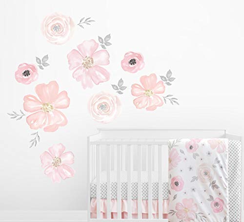 Sweet JoJo dizajnira ružičasto ružičasto, sivo i bijelo veliko oguljenje i zidne zidne naljepnice naljepnice Umjetnički vrtić dekor