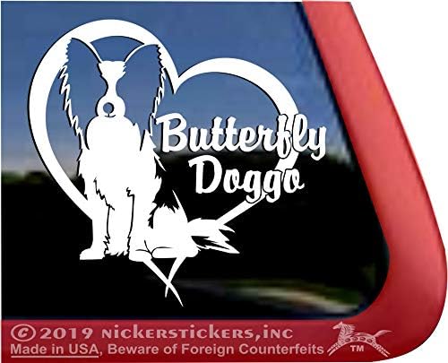 Leptir Doggo Papillon srce | Naljepnica naljepnica za pse od vinilnog prozora