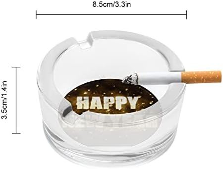 Zlato sretna novogodišnja staklena pepeljara za cigarete za smeće od vjetroelektrana, tiskane ladice za pepela za kućni ured za popločani