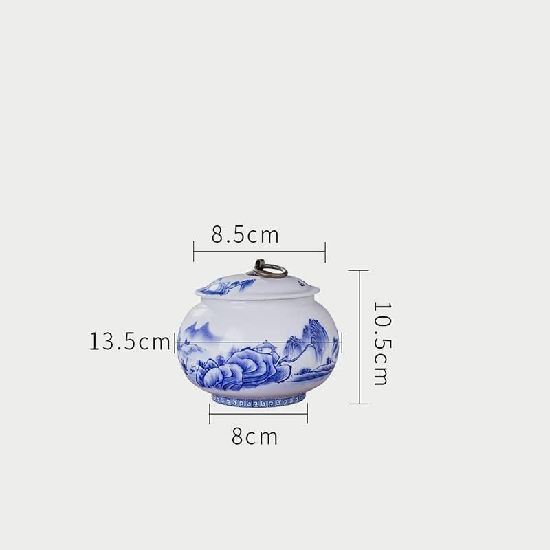 Ylyajy Jingdezhen porculanski plavo -bijeli keramički zapečaćeni bakreni prsten čaj s poklopcem s poklopcem skladištenja čaj čaj caddy