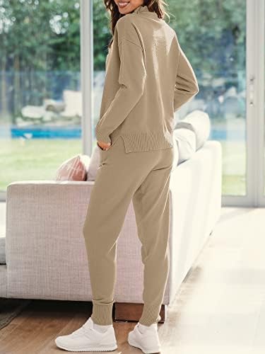 Dvodijelna odjeća za ženske dvodijelne odjeće s dugim rukavima Turtleneck Pullover Top & NictString hlače Sweatsuit Lounge Set