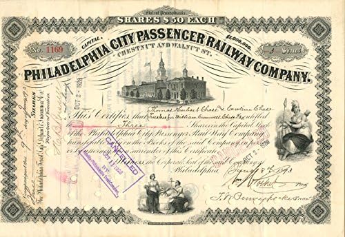 Philadelphia City Passenger Railway Co. - Potvrda o skladištu