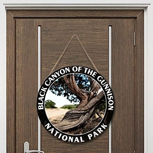 SWAVECAT dobrodošao Okrugli znak ulaznih vrata Crni od drvenog znaka Gunnison Nacionalnog parka American USA National Parks Wall Decorator
