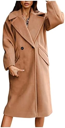 Toplo jakne žene s dvostrukim grudima proljetna jakna Prilično dugi rukavi izlaska noćni rever tweed solid plus veličina