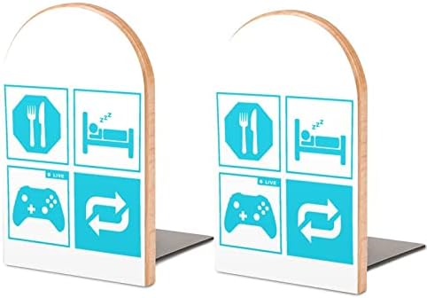Jedite spavajte Igrajte video igre drveni držači za knjige 1 par držača za knjige s ispisanim krajevima u dvije veličine