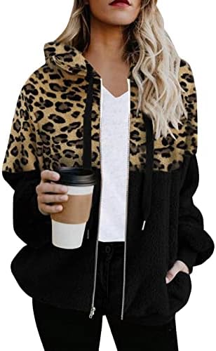 FRAGARN WOONESS Lagane jakne ženski leopard print patchwork džepni džemper jakna s patentnim zatvaračem