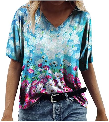 Nokmopo ženske košulje casual plus moda moda casual plus cvjetovi cvjetovi tiskaju majice okrugli vrat majice